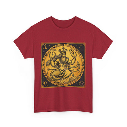 Unisex Heavy Cotton T-Shirt, Crab King v1, Cancer Zodiac Design