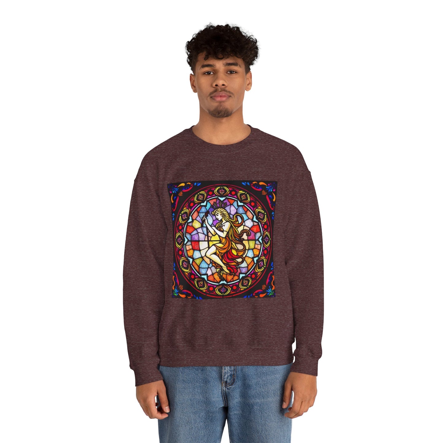 Unisex Heavy Blend™ Crewneck Sweatshirt, Glass, Virgo Zodiac Design