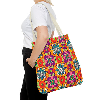 Tote Bag, (AOP), Scorpio, Zodiac v3, Flower Pattern