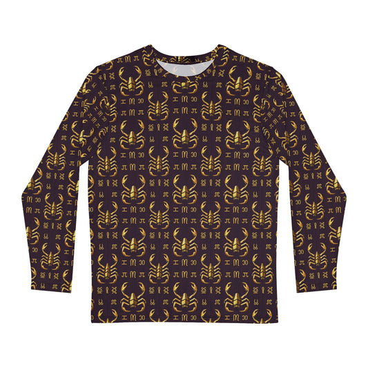 Men's Long Sleeve Shirt, (AOP), Scorpio, Zodiac v2, Pattern