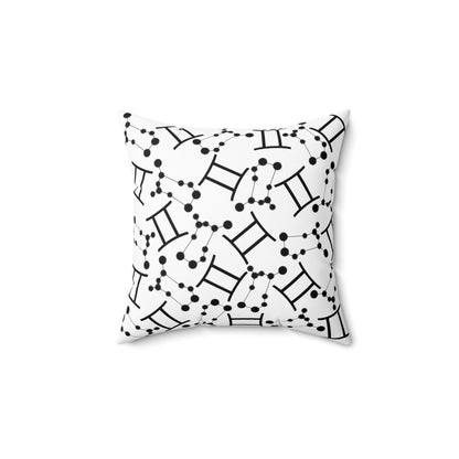 Zodiac Spun Polyester Square Pillow Gemini Zodiac Sign White Pillow