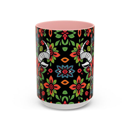 Accent Coffee Mug, Taurus, Zodiac v2. Flower Pattern, (11, 15oz)