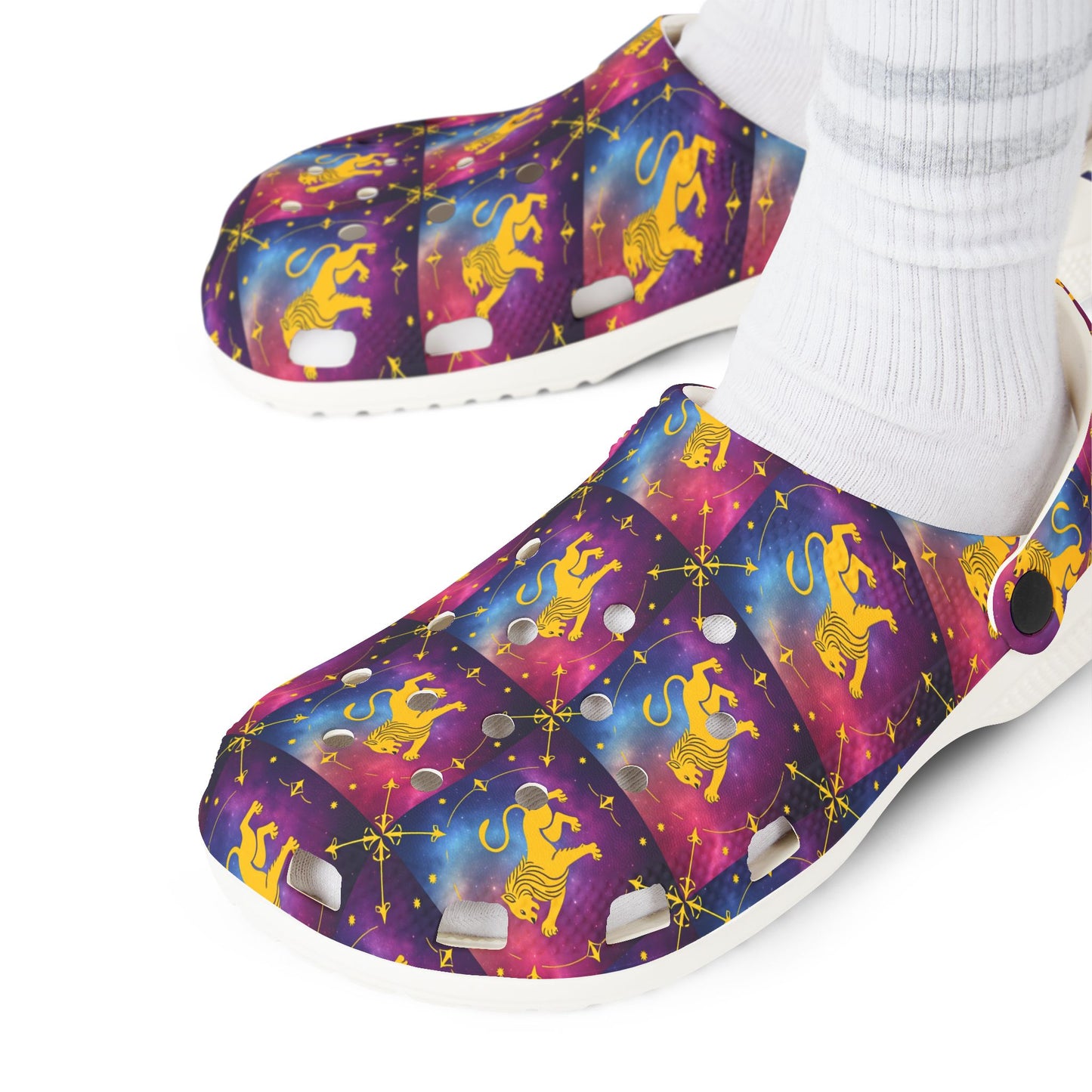 EVA Foam Rubber Shoes, (AOP), Leo, Zodiac v4, Pattern