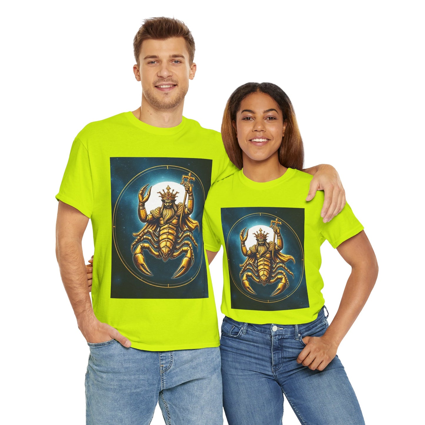 Unisex Heavy Cotton T-Shirt, Moon v1, Scorpio Zodiac Design