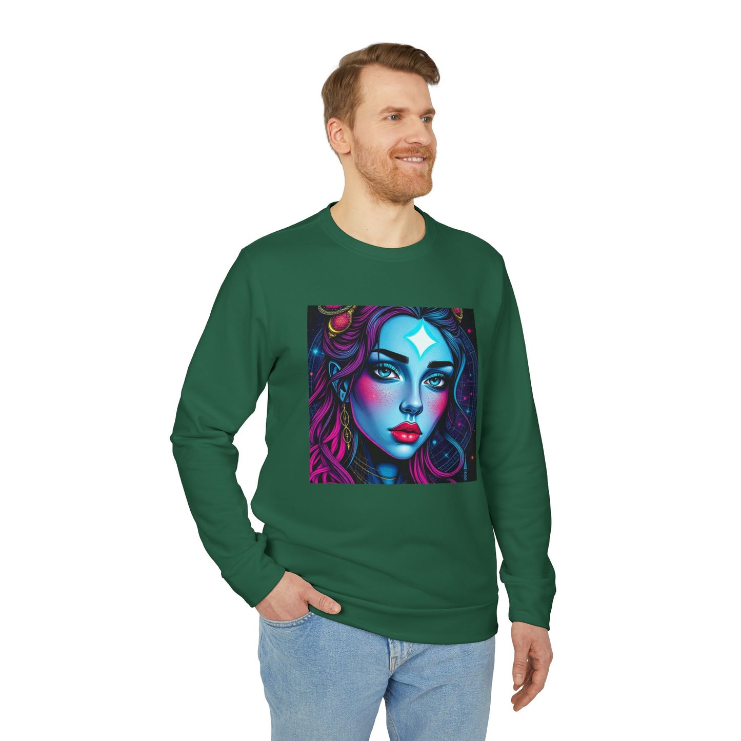 Adidas Unisex Fleece Crewneck Sweatshirt, Gemini, Pop Art, Zodiac