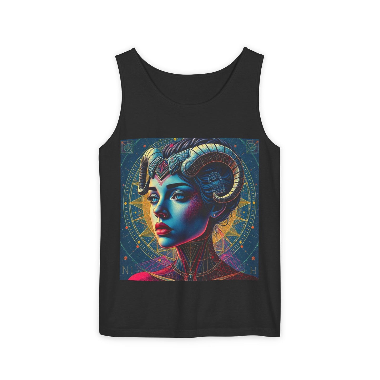Unisex Garment-Dyed, Tank Top, Aries Design, Pop Art v1, 100% Ringspun US cotton