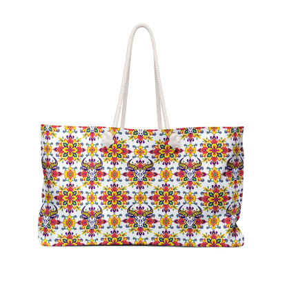 Weekender Bag, Taurus, Zodiac v3, Flower Pattern