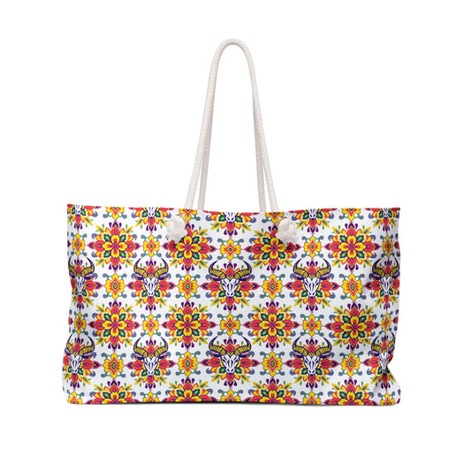 Weekender Bag, Taurus, Zodiac v3, Flower Pattern
