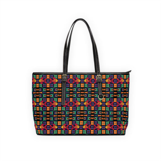 Leather Shoulder Bag, Pisces, Zodiac v2, Shapes Pattern