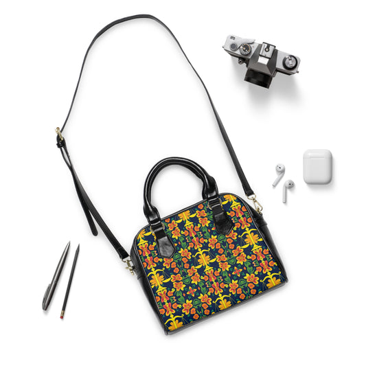 Shoulder Handbag, Libra, Zodiac v2, Flower Pattern