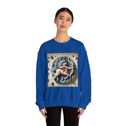 Unisex Heavy Blend™ Crewneck Sweatshirt, Colorful Horse, Sagittarius Zodiac Design