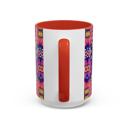 Accent Coffee Mug, Libra, Zodiac v3, Flower Pattern, (11, 15oz)