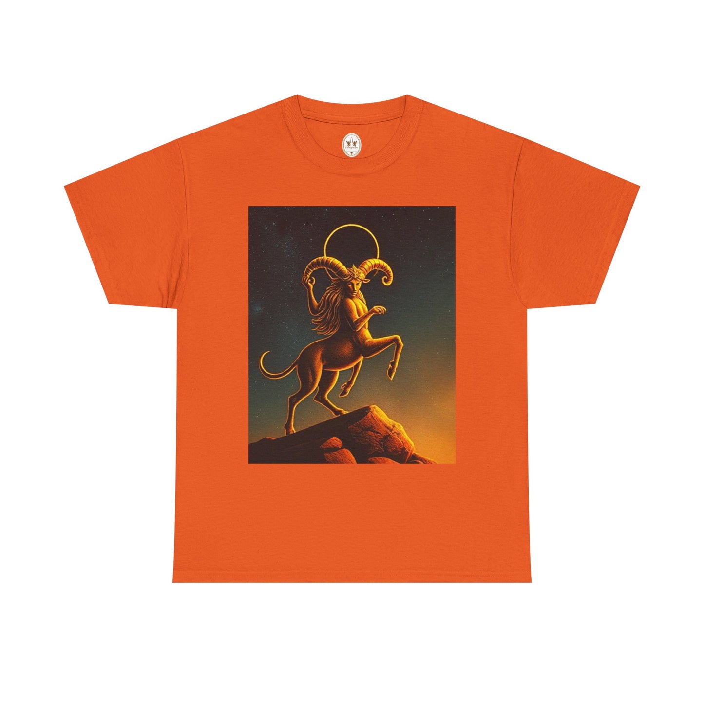 Unisex Heavy Cotton T-Shirt, Mountain Top 1v, Aries Zodiac Design