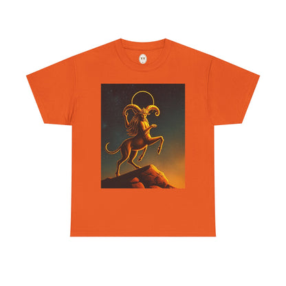Unisex Heavy Cotton T-Shirt, Mountain Top 1v, Aries Zodiac Design