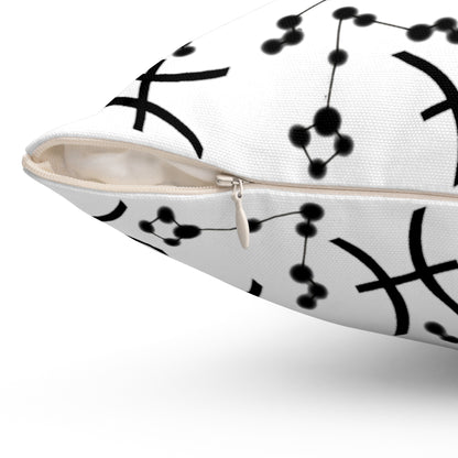 Zodiac Spun Polyester Square Pillow Pisces Zodiac Sign White Pillow