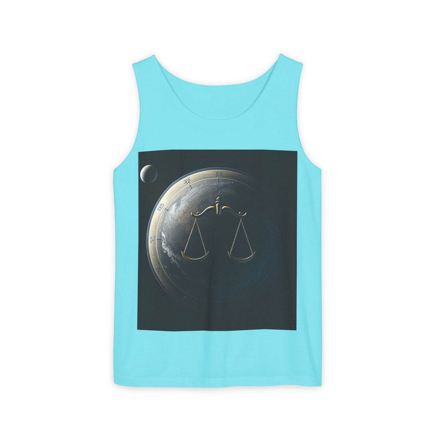 Unisex Garment-Dyed, Tank Top, Libra Design, Space Scale v1, 100% US cotton