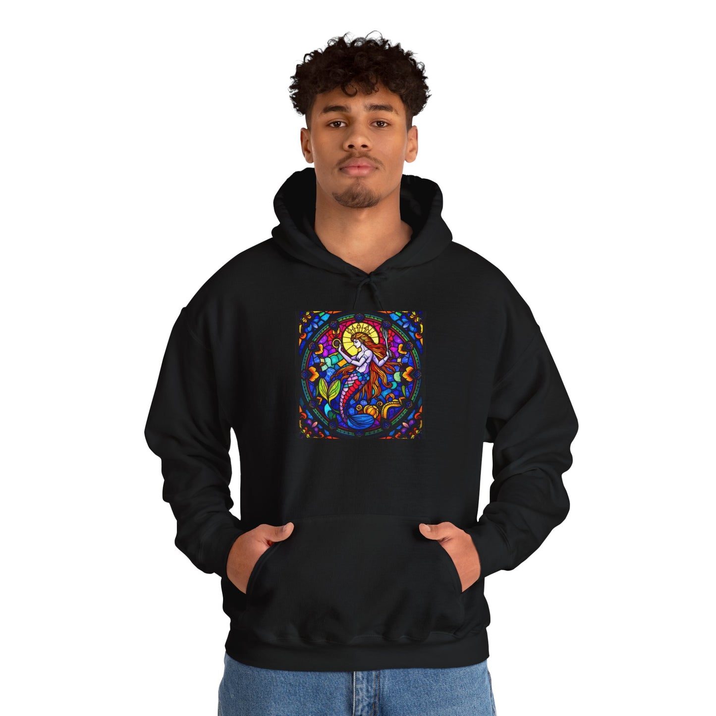 Unisex Heavy Blend™ Hooded Sweatshirt with glass Aquarius zodiac design