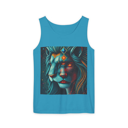 Unisex Garment-Dyed, Tank Top, Leo, Pop Art, 100% US cotton