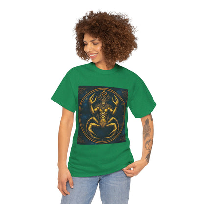 Unisex Heavy Cotton T-Shirt, Scorpion King 1v, Cancer Zodiac Design