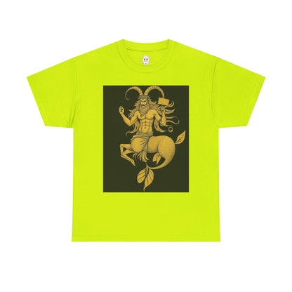 Unisex Heavy Cotton T-Shirt, Capricorn God, Zodiac Design