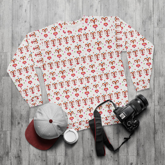 Unisex Sweatshirt (AOP), Aries, Zodiac v2, Jewel Pattern