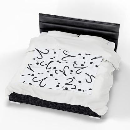 Velveteen Plush Blanket, Aries Zodiac Sign, Constellation & Symbol, White, 100% polyester