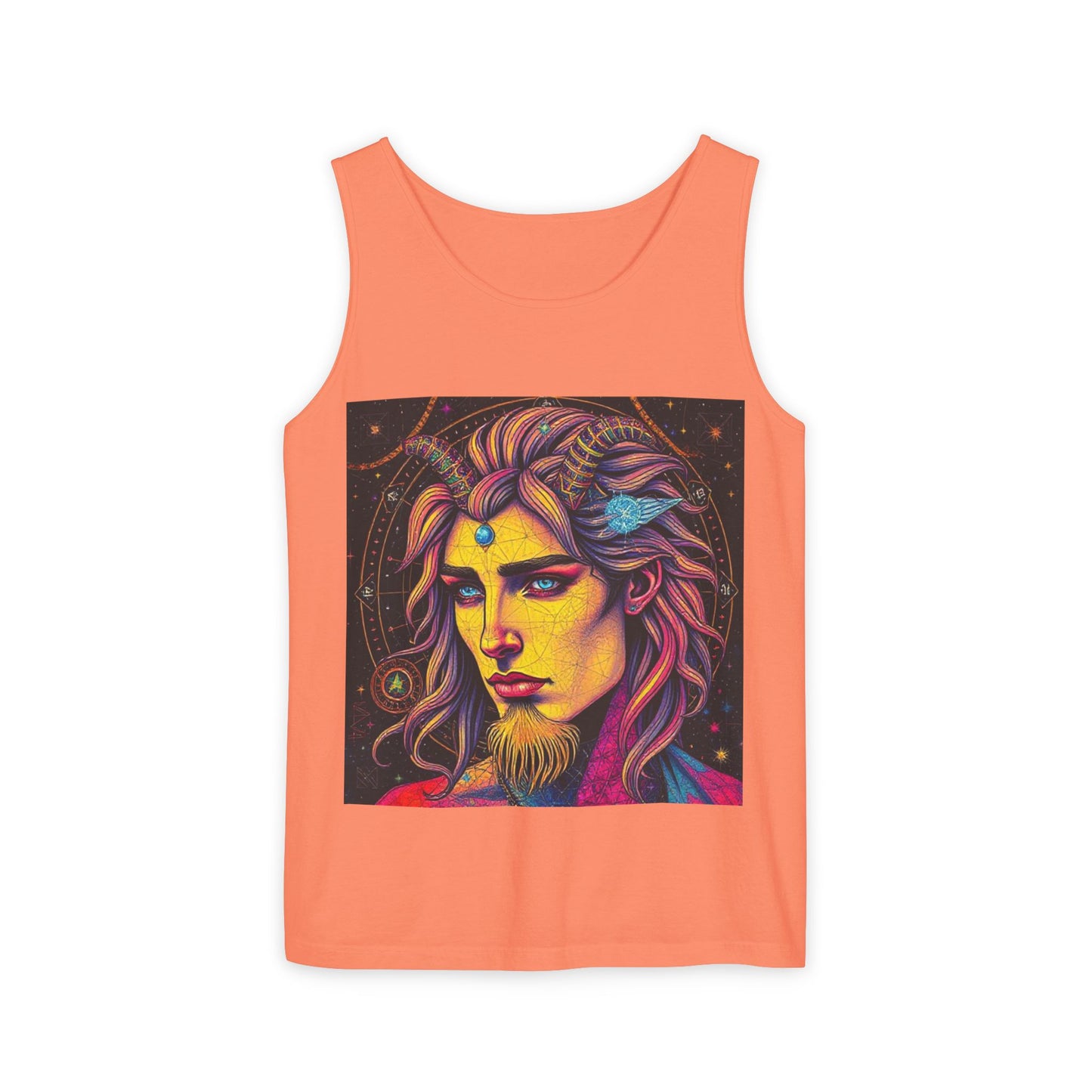 Unisex Garment-Dyed, Tank Top, Aquarius Design, Pop Art v1, 100% Ringspun US cotton