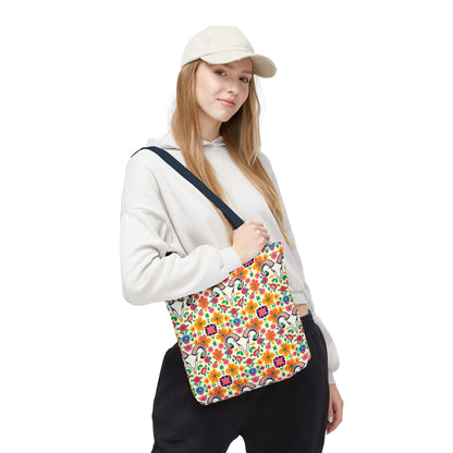 Tote Bag, (AOP), Aries, Zodiac v2, Flower Pattern