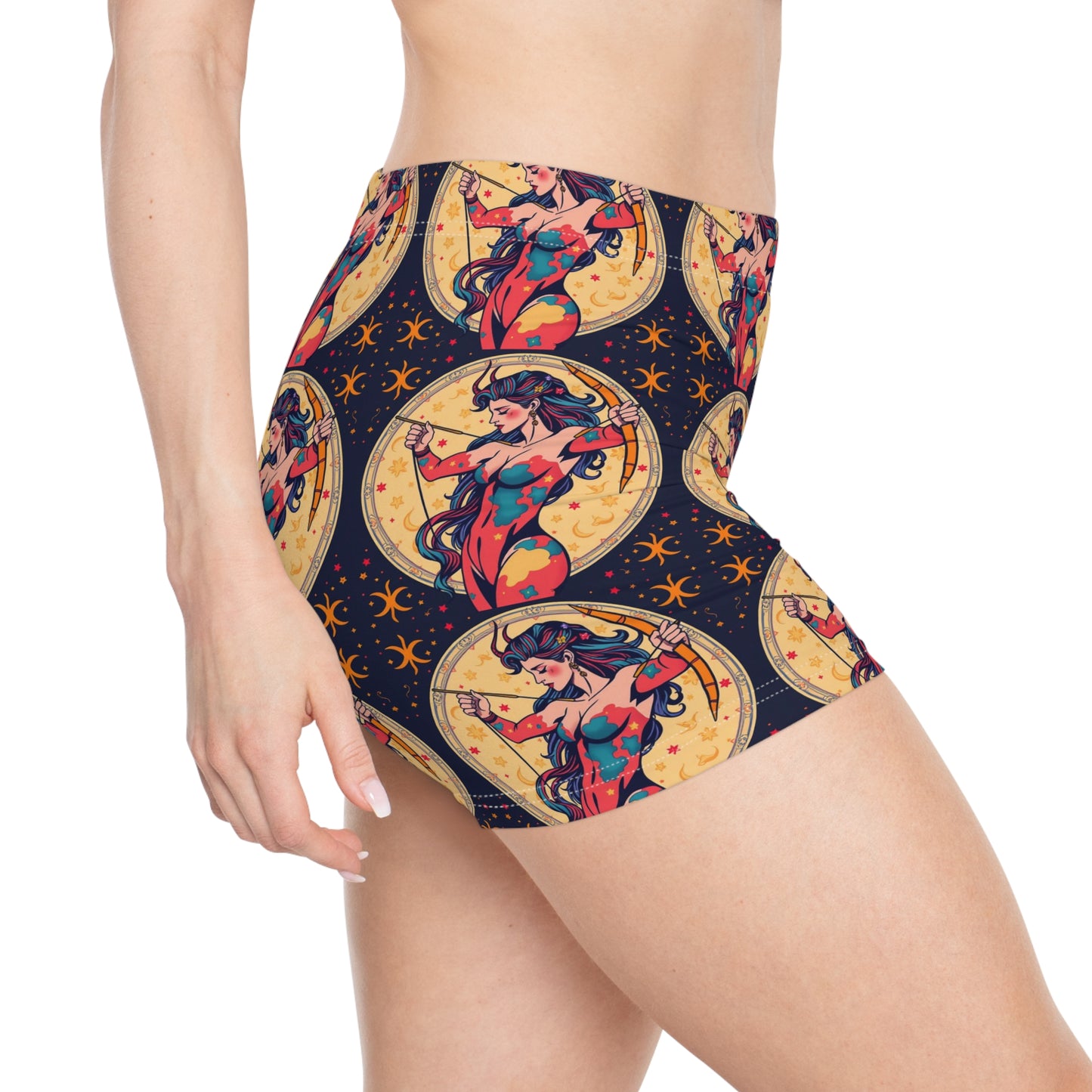 Women's Shorts, (AOP), Sagittarius, Zodiac v3, Sexy Pattern