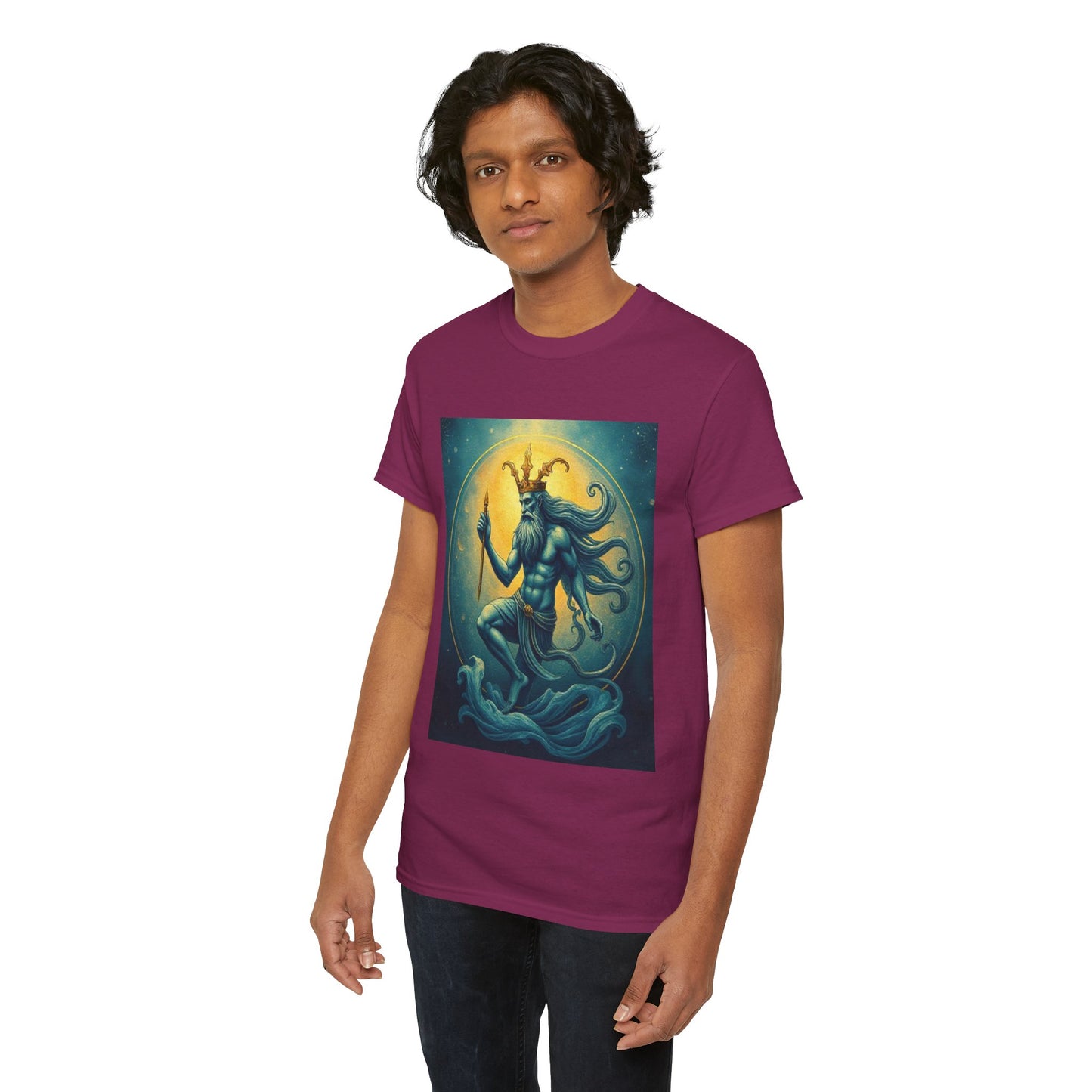 Unisex Heavy Cotton T-Shirt, Aquarius God, Zodiac Design