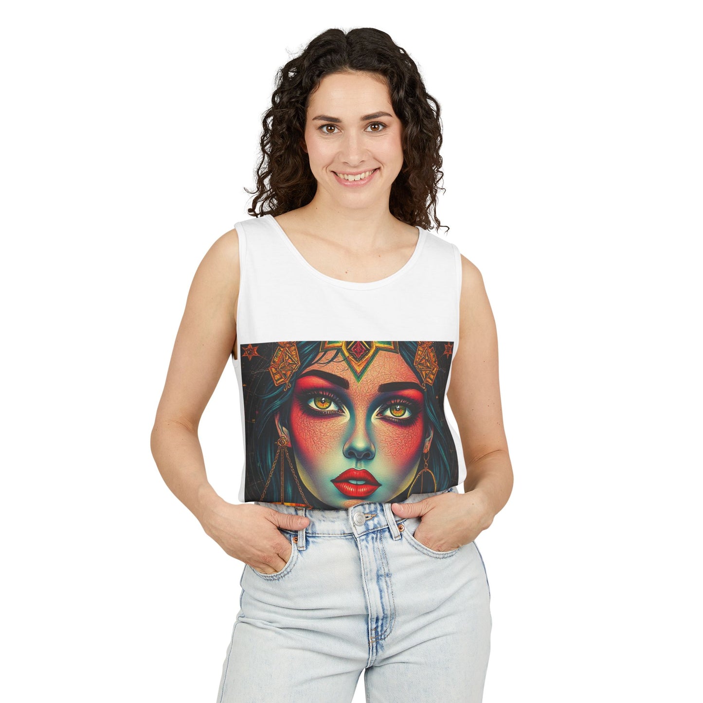 Unisex Garment-Dyed, Tank Top, Libra Design, Pop Art, 100% US cotton