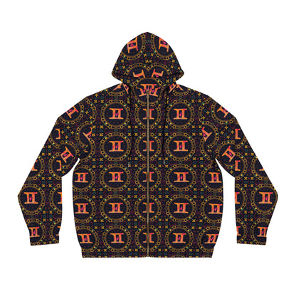 Full-Zip Hoodie (AOP), Gemini, Zodiac v4, Pattern