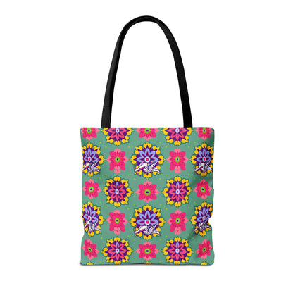Tote Bag, (AOP), Sagittarius, Zodiac v4, Flower Pattern