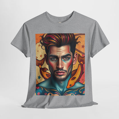 Unisex Heavy Cotton T-Shirt, Pisces, Zodiac v2, Sexy Art