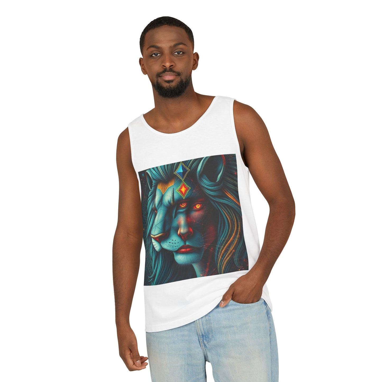 Unisex Garment-Dyed, Tank Top, Leo, Pop Art, 100% US cotton