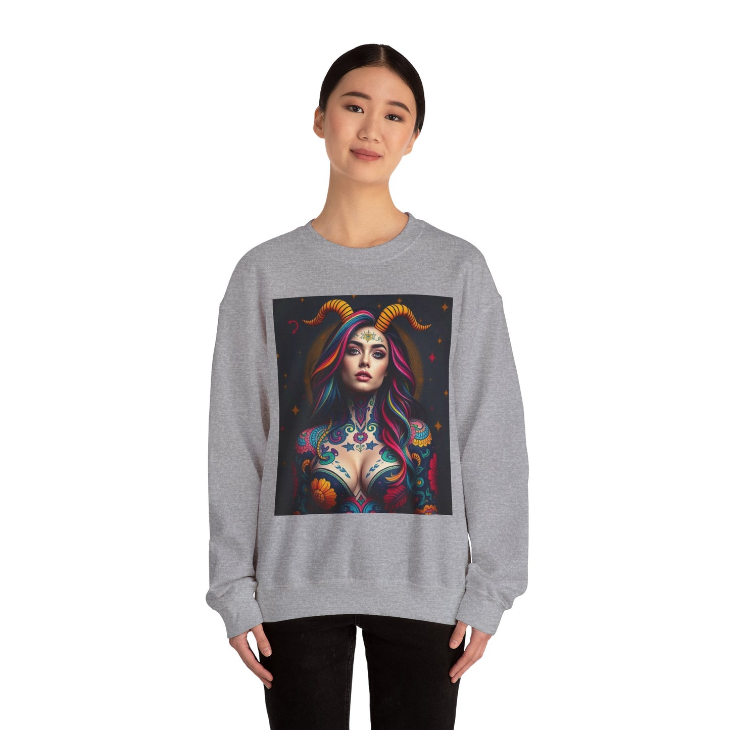 Unisex Heavy Blend™ Crewneck Sweatshirt, Capricorn, Zodiac v3, Sexy Pattern