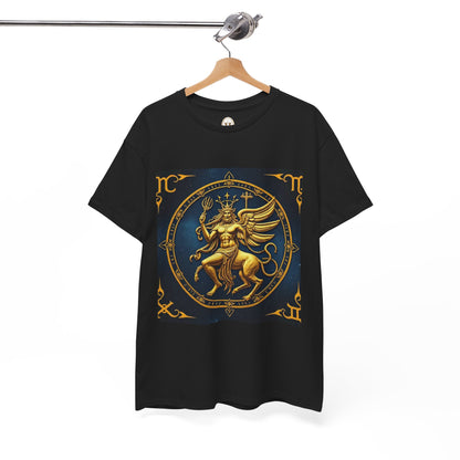 Unisex Heavy Cotton T-Shirt, Gold Angel, Symbol, Virgo Zodiac Design