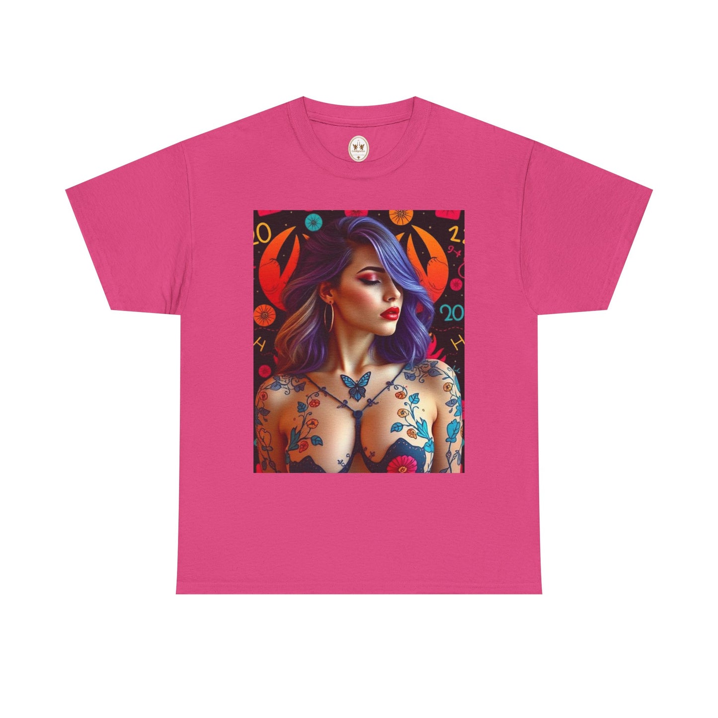 Unisex Heavy Cotton T-Shirt, Cancer, Zodiac, Sexy Art