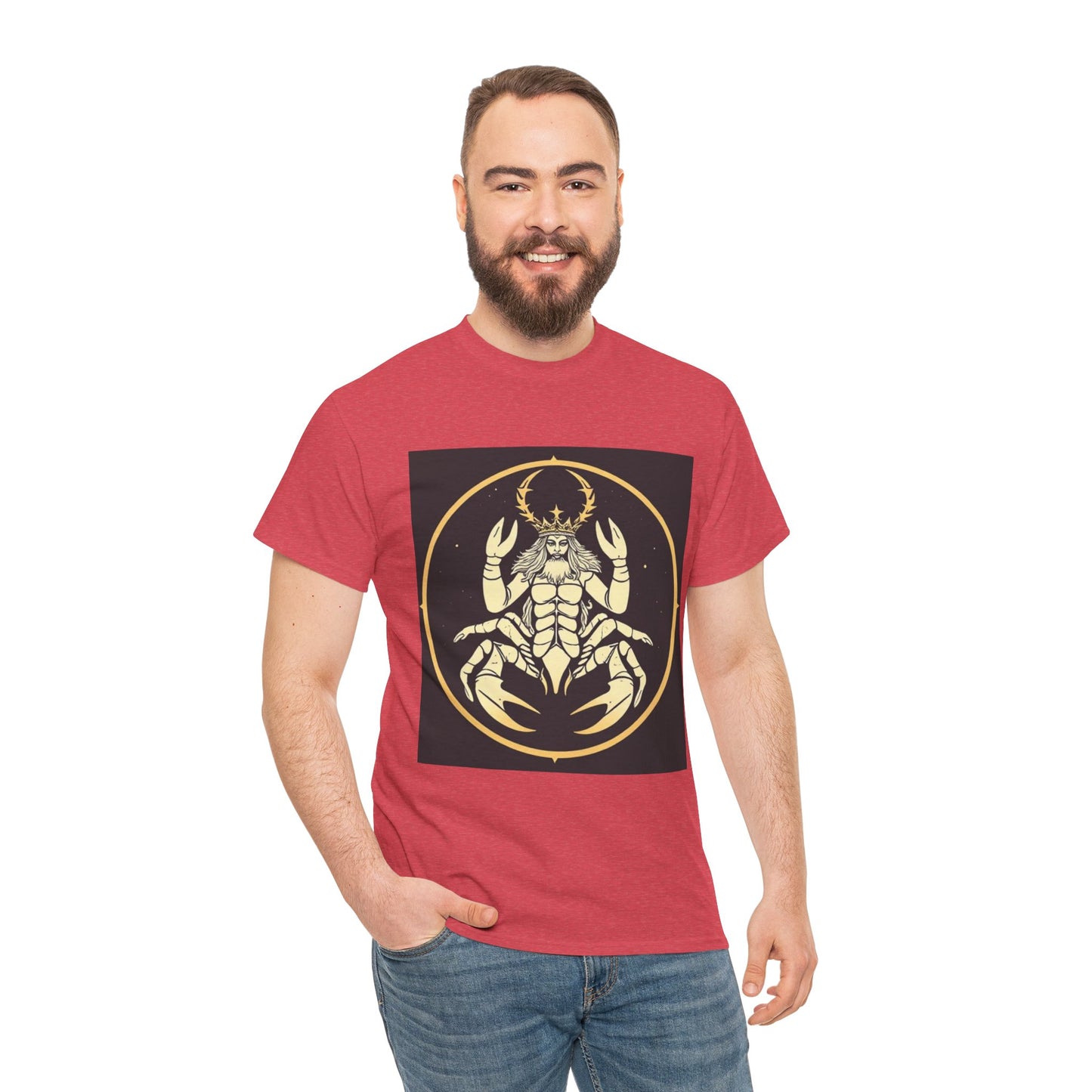 Unisex Heavy Cotton T-Shirt, Scorpio King, Print Art, Zodiac Design