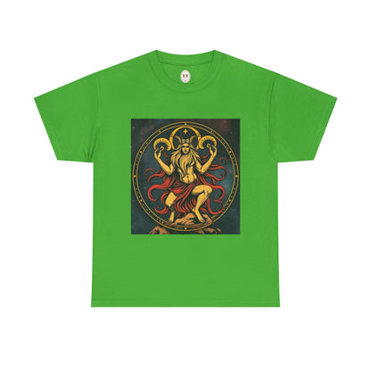 Unisex Heavy Cotton T-Shirt, Aries God 3v, Zodiac Design