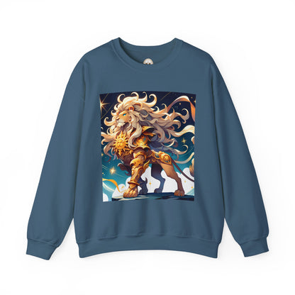 Unisex Heavy Blend™ Crewneck Sweatshirt,Cool Lion with White Hair, Leo Zodiac Design