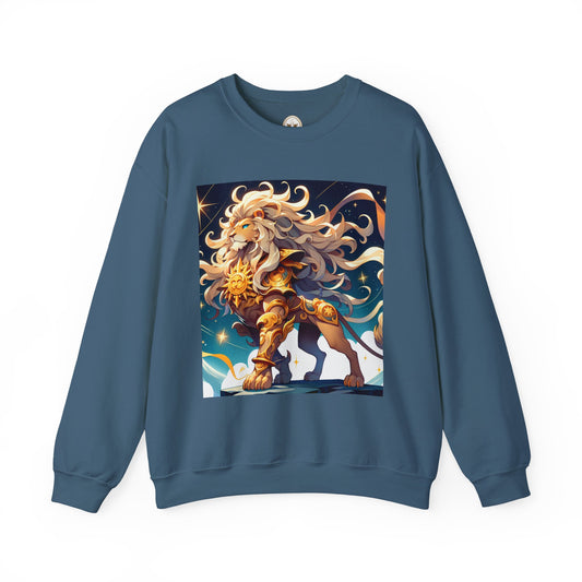 Unisex Heavy Blend™ Crewneck Sweatshirt,Cool Lion with White Hair, Leo Zodiac Design