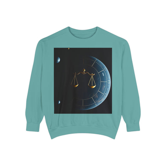 Garment-Dyed Sweatshirt, Unisex, Space Animal Design v1, Libra