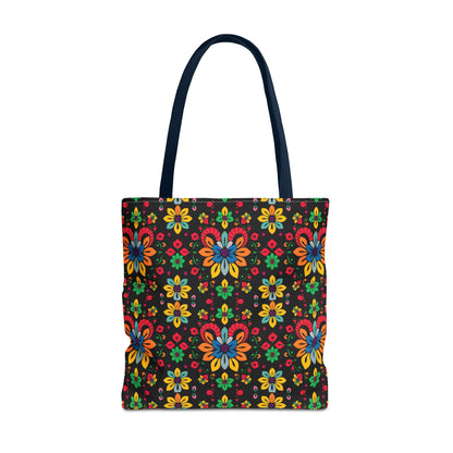Tote Bag, (AOP), Aries, Zodiac v3, Flower Pattern