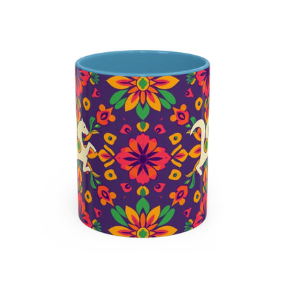 Accent Coffee Mug, Aquarius, Zodiac v2, Flower Pattern, (11, 15oz)