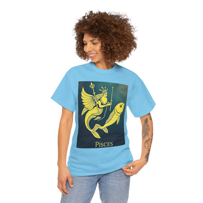 Unisex Heavy Cotton T-Shirt, Pisces Queen, Zodiac Design