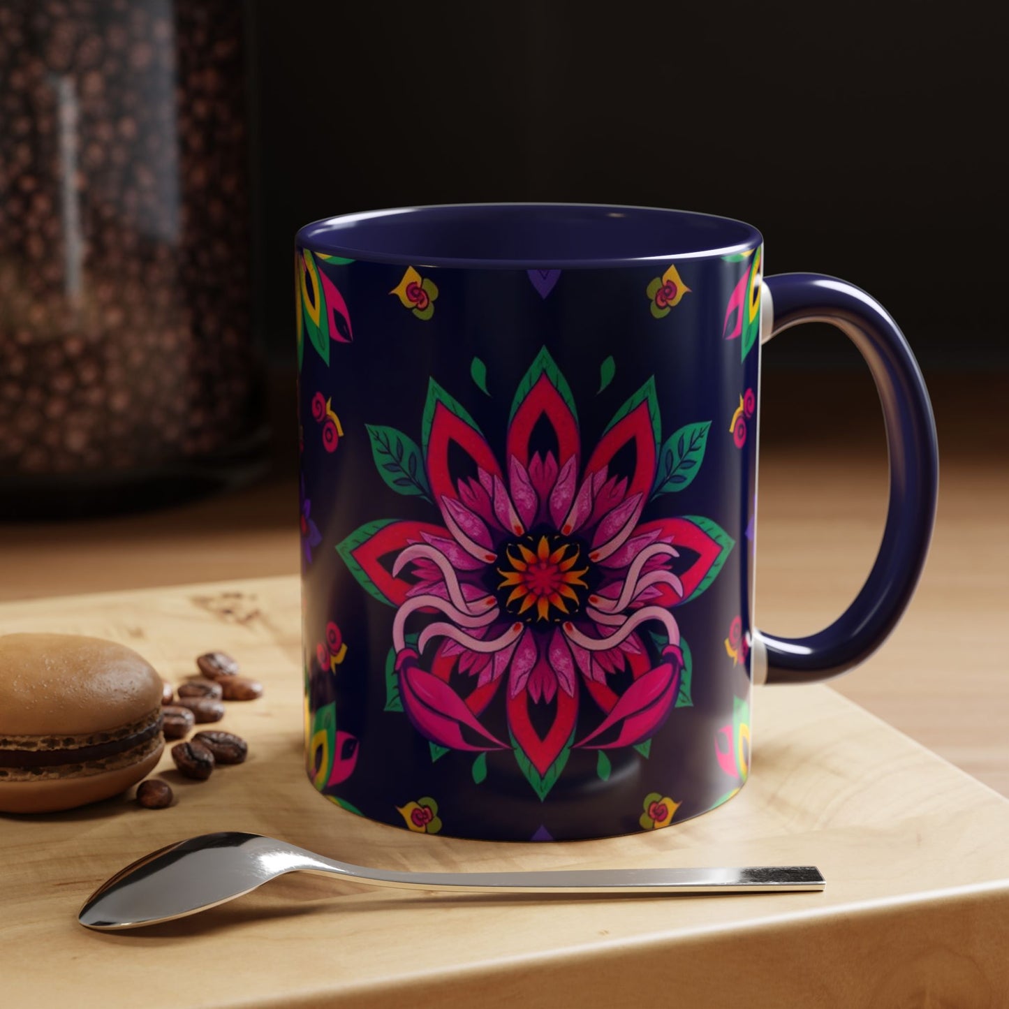 Accent Coffee Mug, Scorpio, Zodiac v4. Flower Pattern, (11, 15oz)