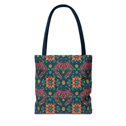 Tote Bag (AOP), Cancer, Zodiac v2, Flower Pattern