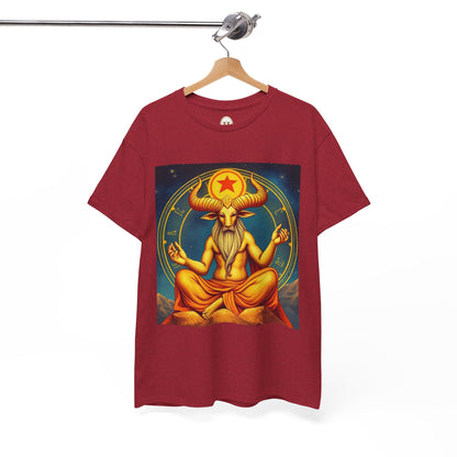 Unisex Heavy Cotton T-Shirt, Meditating Bull, Taurus Zodiac Design