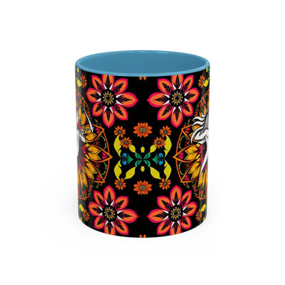 Accent Coffee Mug, Sagittarius, Zodiac v2. Flower Pattern, (11, 15oz)